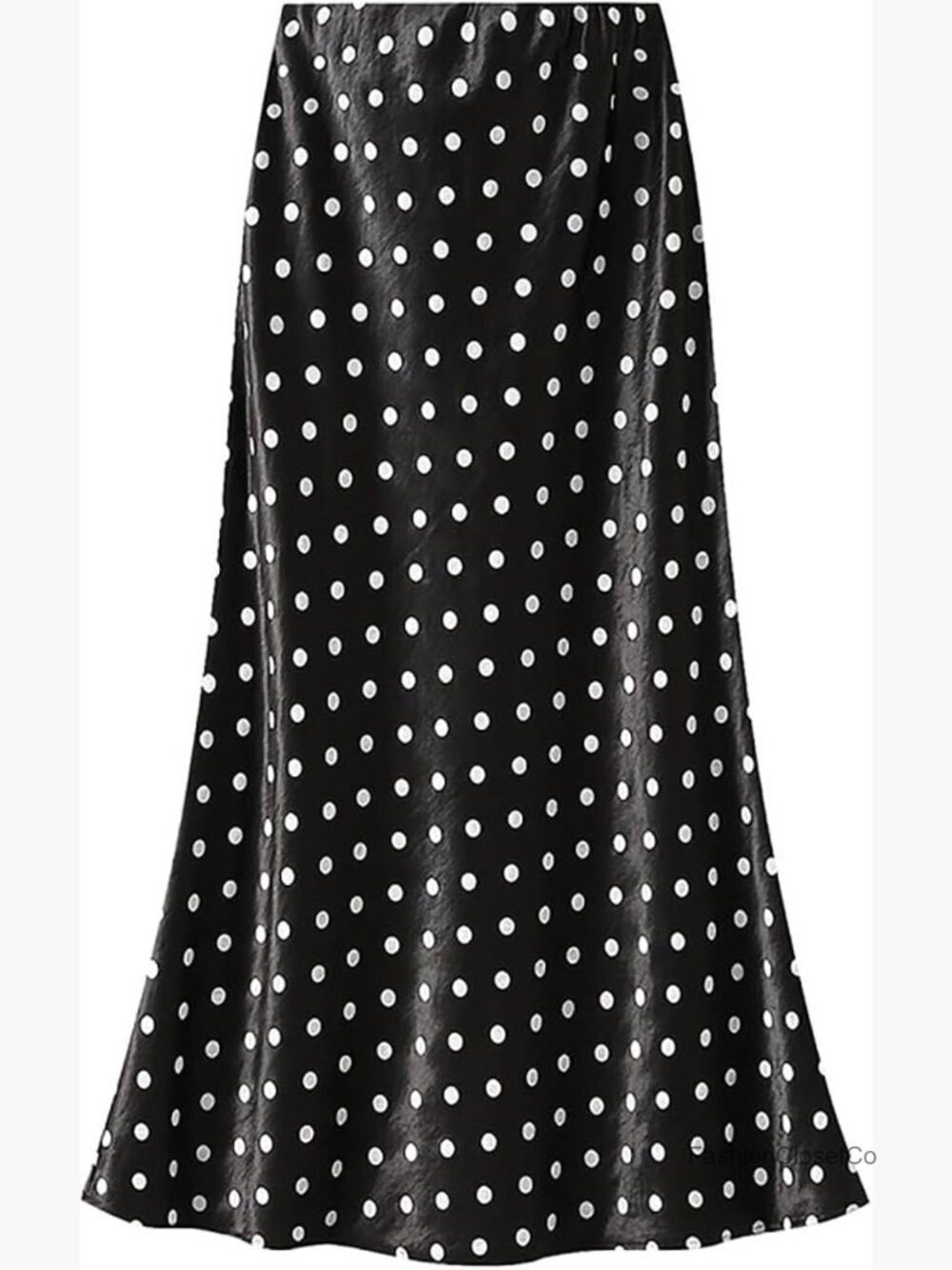 Elegant Polka Dot Satin Maxi Skirt Elastic Waist - Picture 1 of 5
